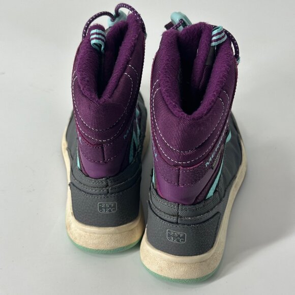Merrell Kids Waterproof Winter Boots Purple/Gray With Teal Accents Size 12 Insul - Picture 3 of 9